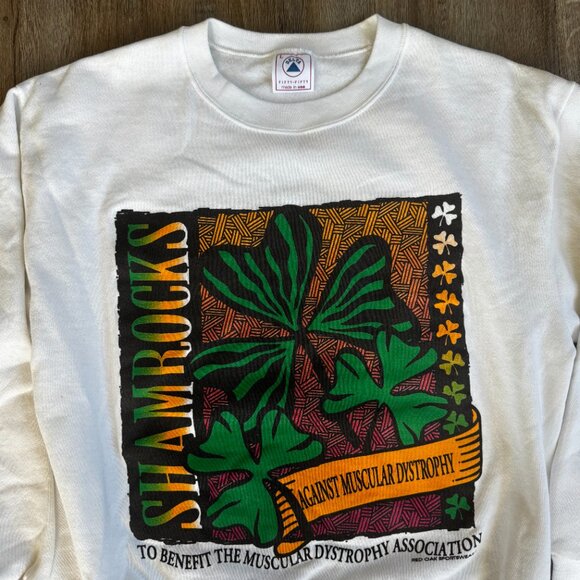 Vintage 90s Shamrocks Against Dystrophy Sweatshirt - size Large - Picture 2 of 3